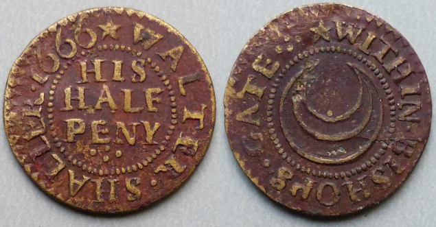 Bishopsgate Within, Walter Shaller 1666 halfpenny Bishopsgate Within, Walter Shaller 1666 halfpenny